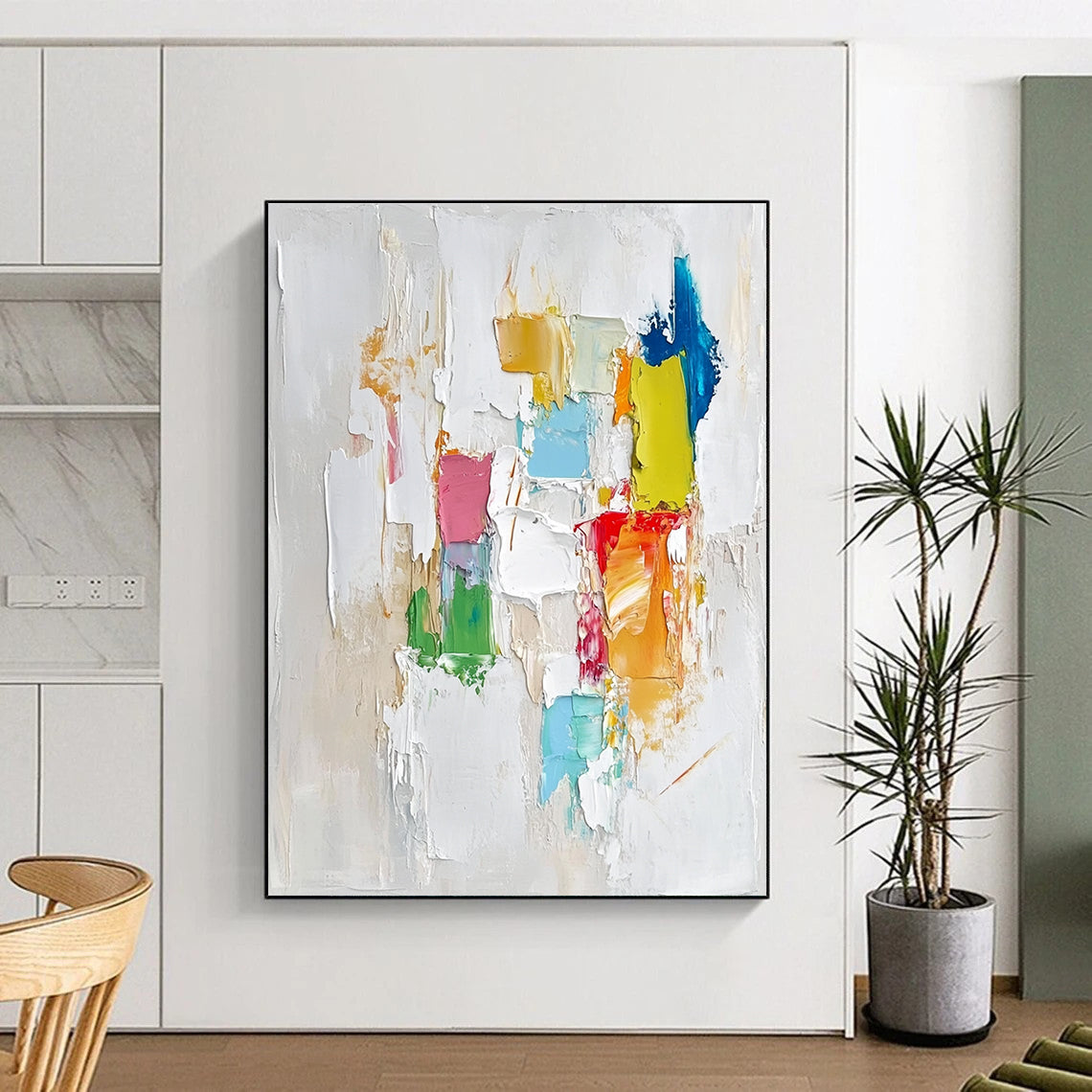 Colorful Patchwork Abstract Painting with Joyful Diversity WINK479