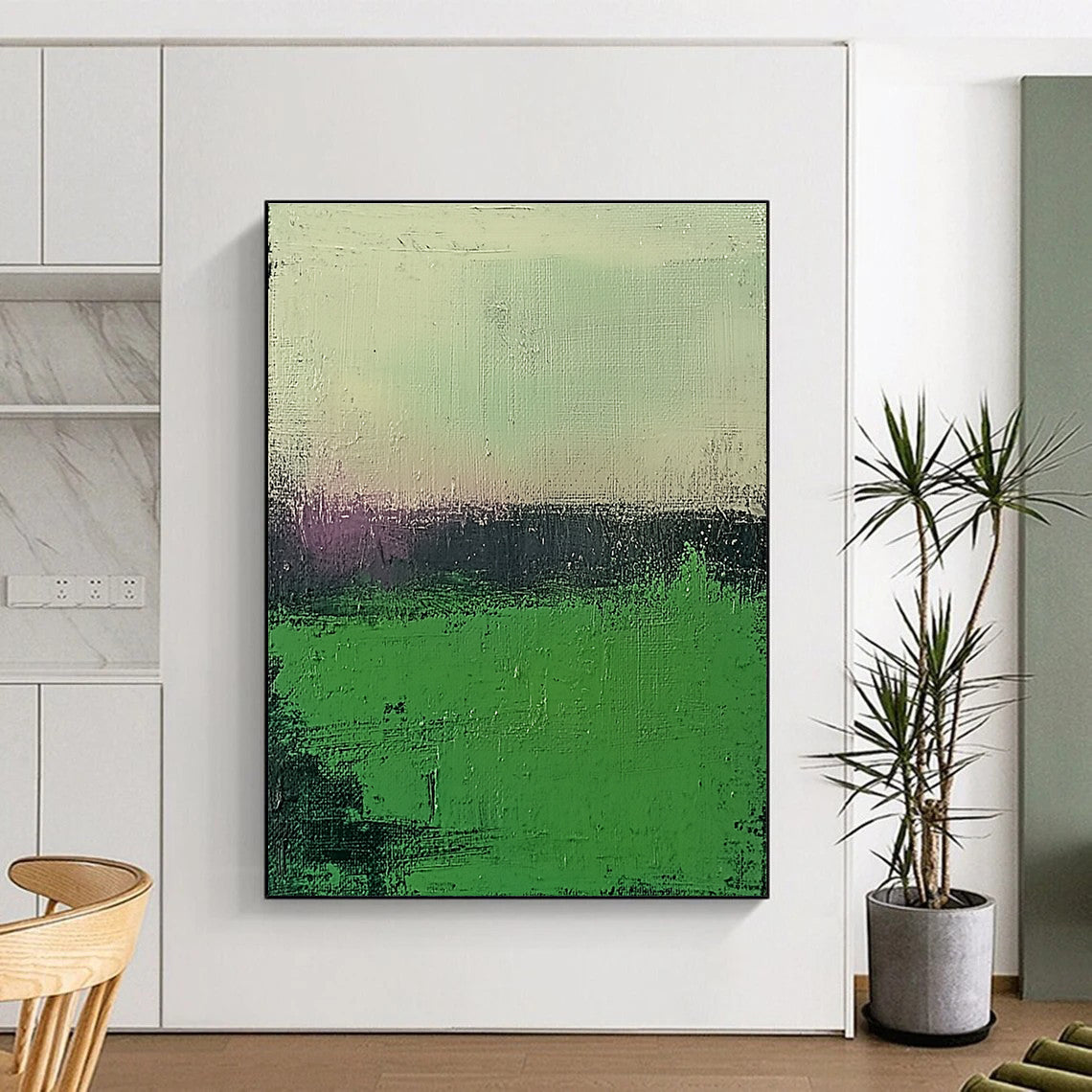 Green and Purple Gradient Abstract Painting with Subtle Tranquility WINK109