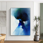 Blue Ink Abstract Form - Fluid Minimalist Abstract Art GAB0467