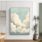Fluffy Clouds on Blue Sky - Inspired Abstract Painting for Serene Spaces GAB1440