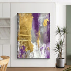 Purple - and - Gold Abstract Painting with Regal Flair WINK327