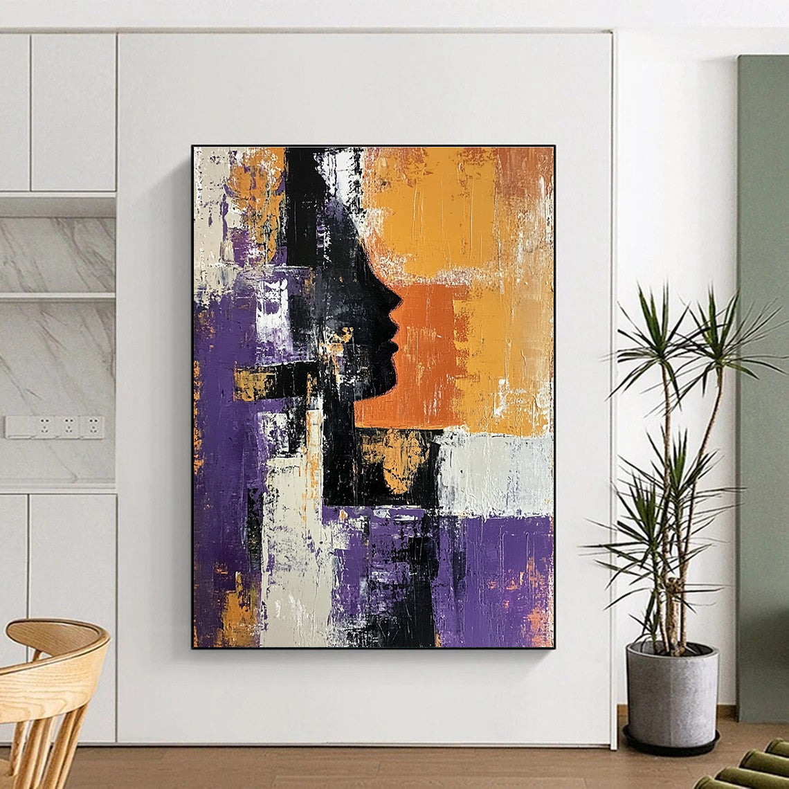 Purple and Orange Silhouette Abstract Painting for Artistic Spaces GAB0696