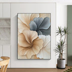 Beige and Grey Floral Shapes Abstract Painting of Elegant Nature GAB0094