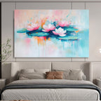 Pastel Lotus Flowers with Gentle Reflections Abstract Painting ABS356