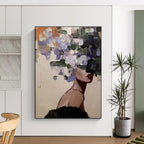 Floral - Headed Figure Abstract Painting for Bohemian Spaces HENG309