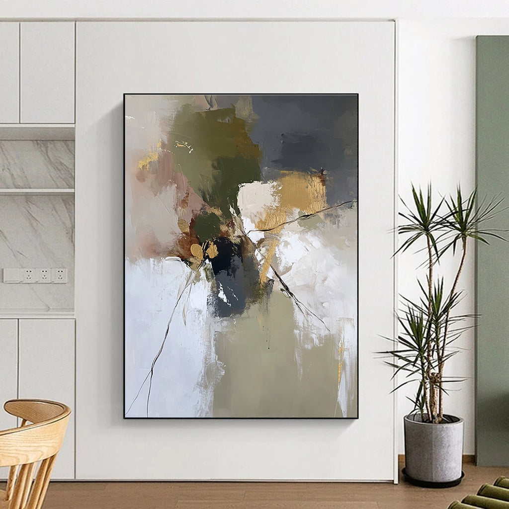 Green Gold Gray Abstract Painting with Natural Elegance WINK465