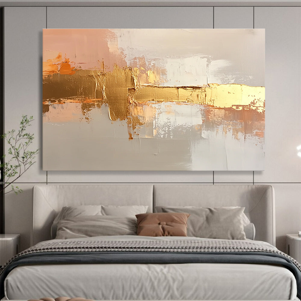 Gold and Beige Abstract with Textured Layers Abstract Painting ABS375