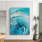 Turquoise Wave Abstract Painting for Nautical - Themed Restaurants HENG469