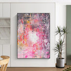 Pink and Gray Abstract Painting for Romantic Living Spaces HENG470