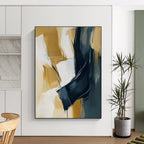 Gold and Black Abstract Painting with Luxurious Contrast WINK805
