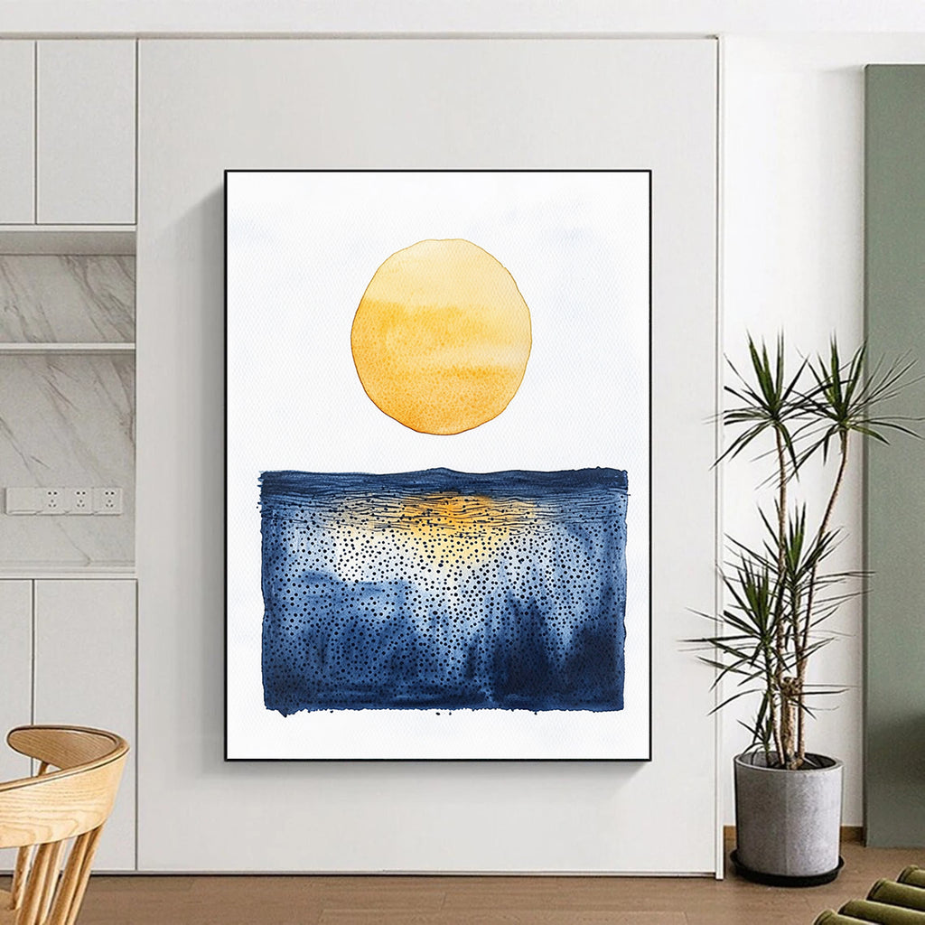 Sun and Sea Dot - Patterned Abstract Painting for Coastal - Themed Balconies GAB0990