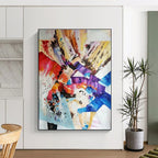 Vibrant Abstract Composition Painting for Trendy Art Bars HENG418
