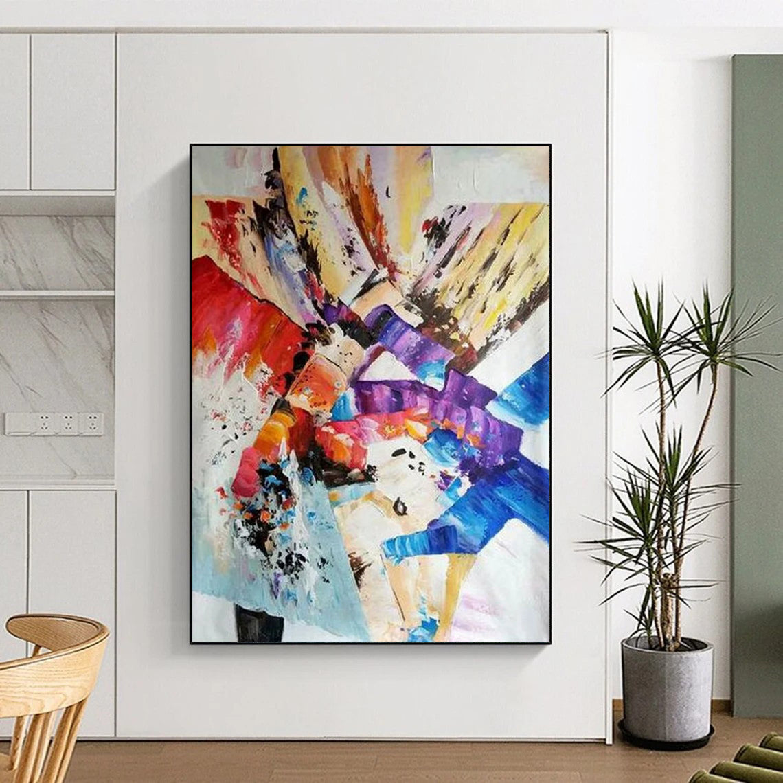 Vibrant Abstract Composition Painting for Trendy Art Bars HENG418