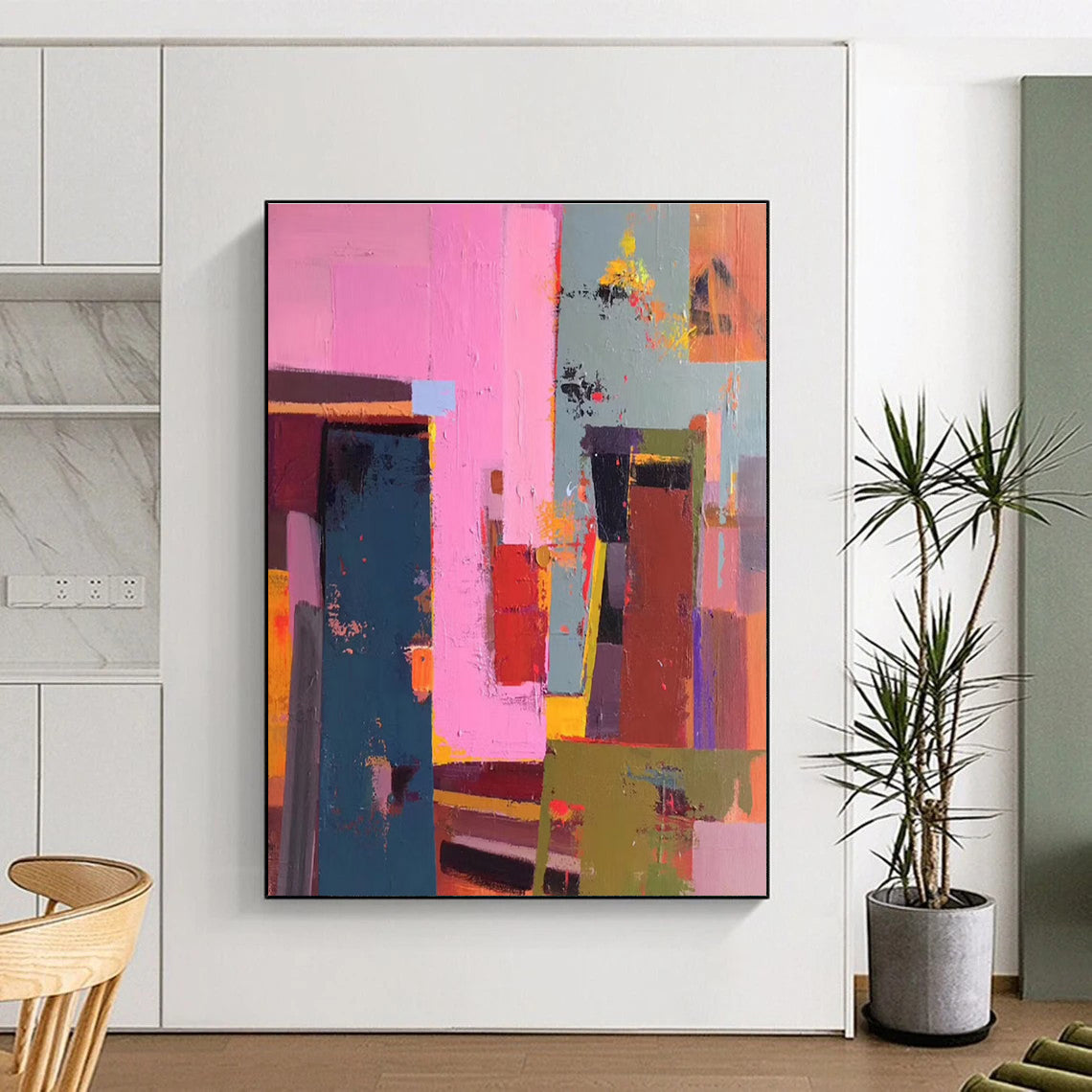 Colorful Geometric Abstract Painting for Modern Office Lounges HENG050