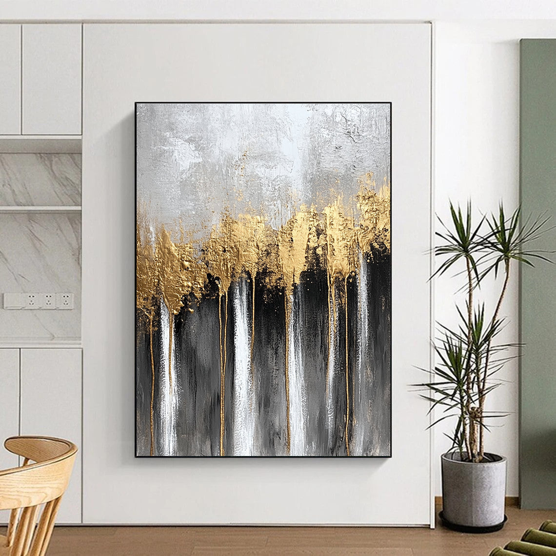 Gold Drip Abstract Painting for Luxe - Inspired Bedrooms GAB0859