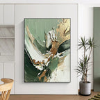 Green - Gold - White Abstract Painting with Natural Luxury WINK536