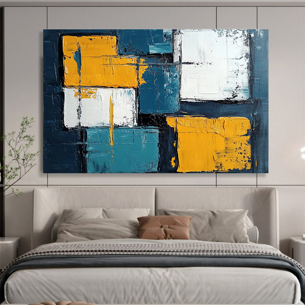Geometric Color Blocks Abstract Painting in Bold Hues ABS281