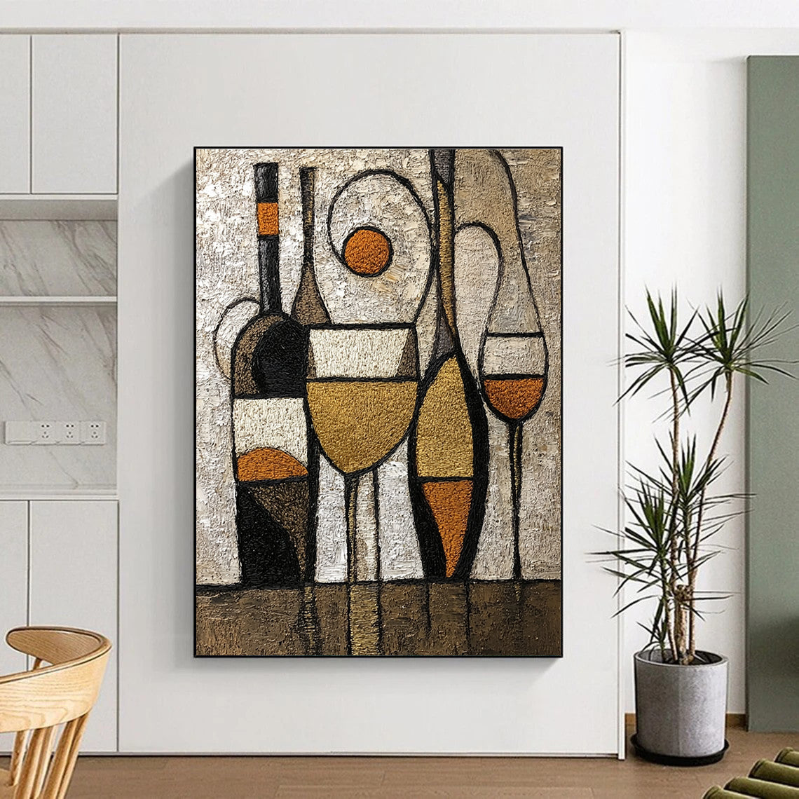Abstract Wine Still Life Painting for Sophisticated Wine Bars GAB0834