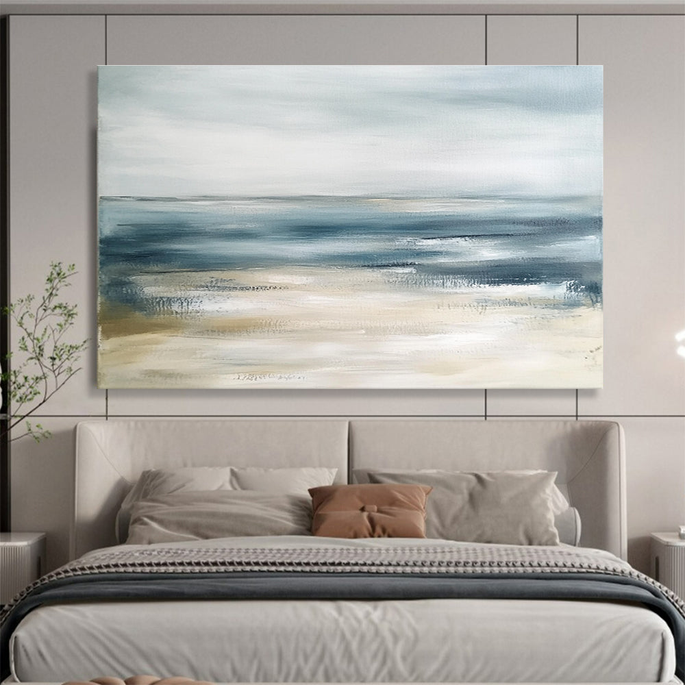 Soft Blue - Gray Seascape Abstract Painting with Subtle Beauty ABS436