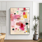 Playful Pink Doodles Whimsical Sketch Abstract Painting GAB0248