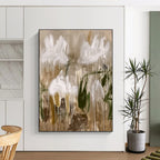Abstract White Flowers Painting with Dripping Elegance WINK623