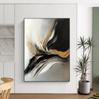 Gold and Black Abstract Painting with Luxurious Flow WINK343