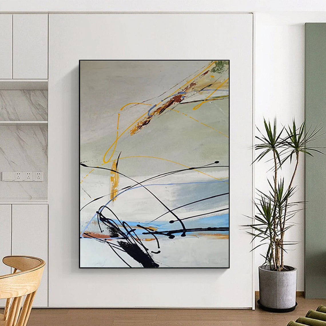 Dynamic Line Abstract Painting for Modern Dance Studio Lobbies HENG035