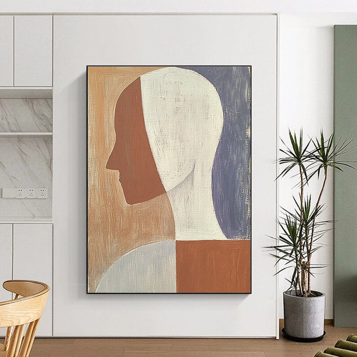 Geometric Head Minimalist Abstract Painting for Modern Interiors GAB1416