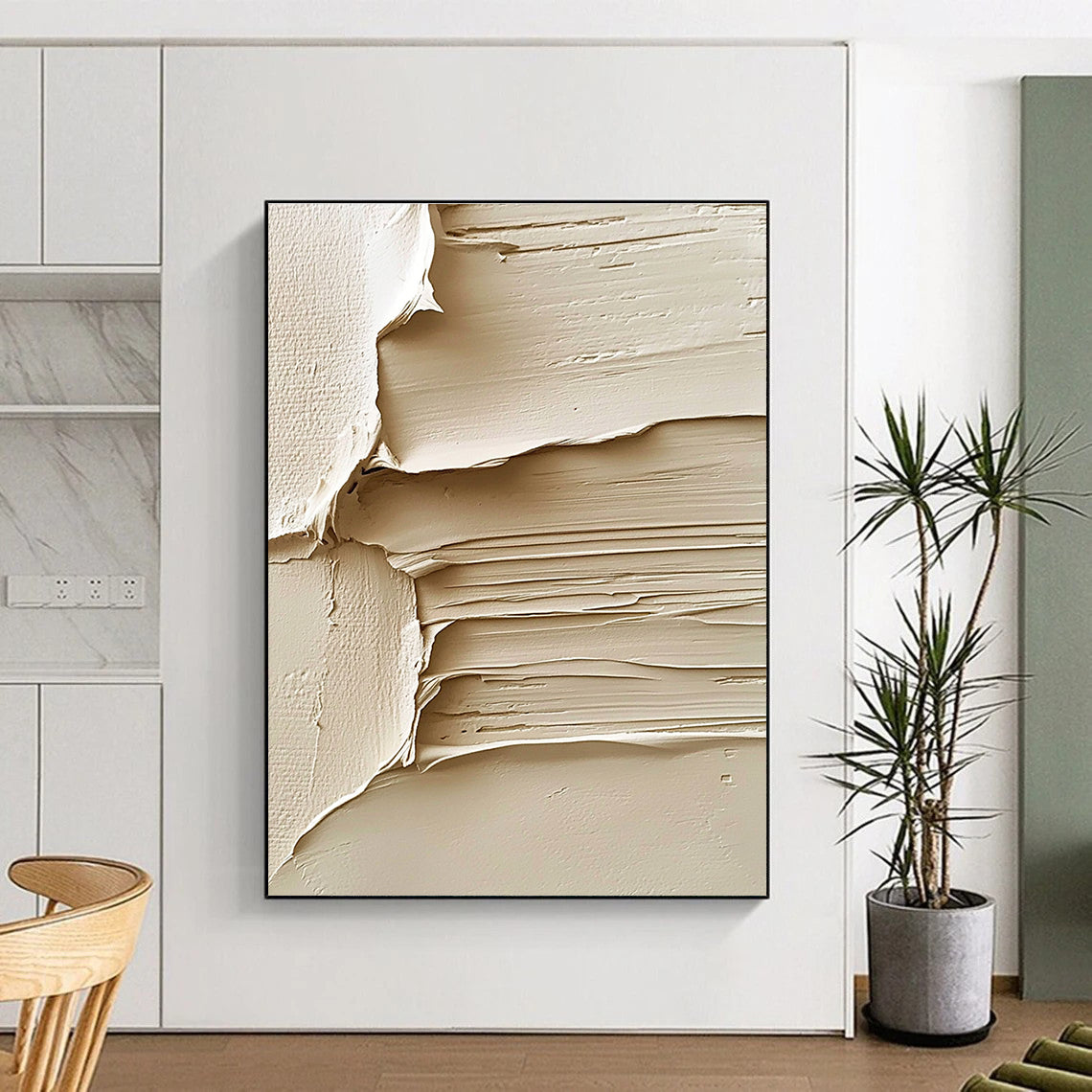 Beige Textured Layers Abstract Painting with Subtle Sophistication WINK071