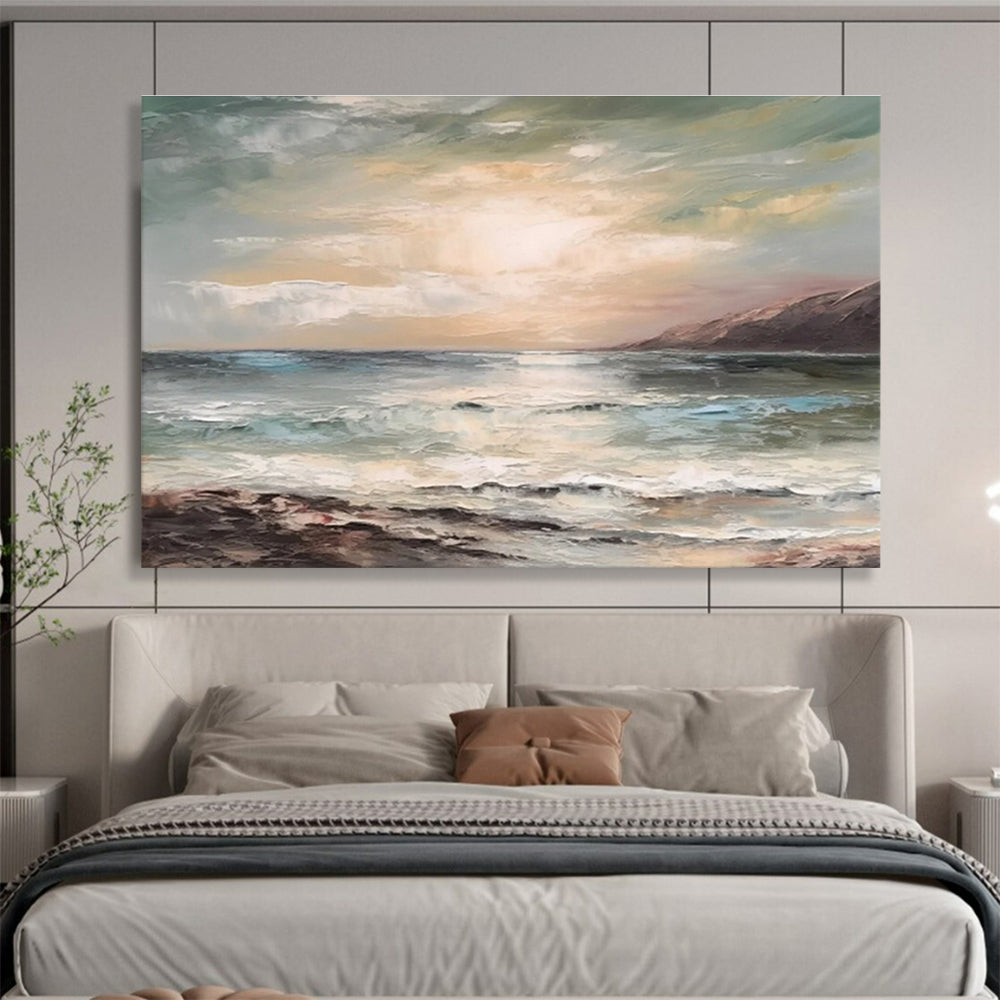 Coastal Sunset Abstract Painting for Beachfront Condo Living Areas YHT316