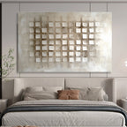 Minimalist Beige Grid Art for Modern Spaces Abstract Painting ABS121
