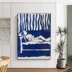 Blue and White Figure Minimalist Abstract Painting GAB0369