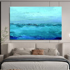 Blue Abstract Sea with Layered Brushstrokes Abstract Painting ABS360