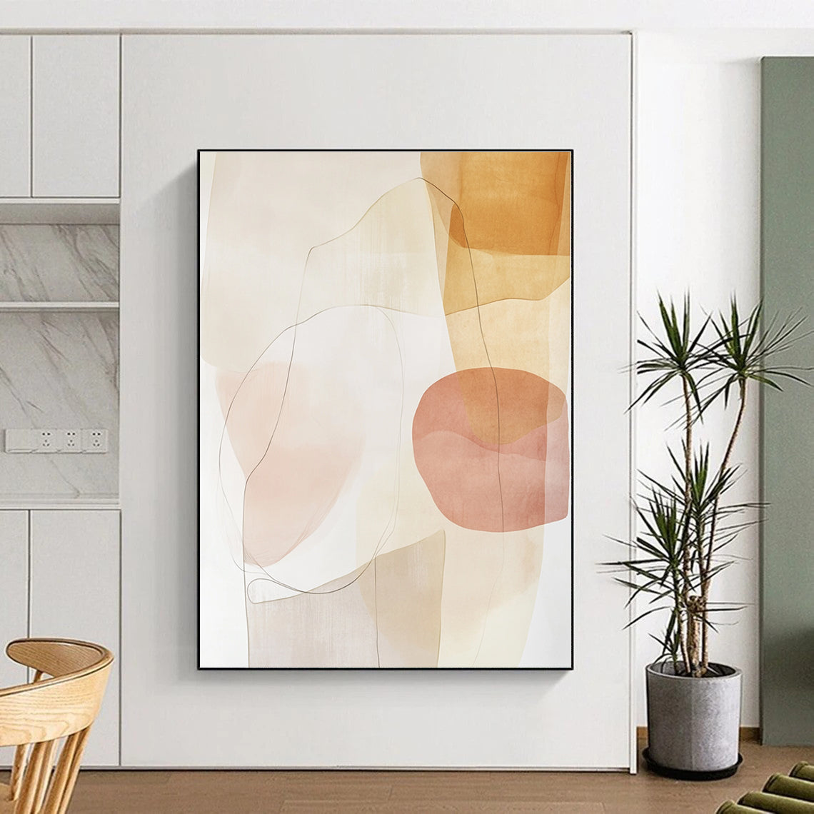Translucent Shapes in Warm Tones Abstract Painting with Gentle Layers WINK260