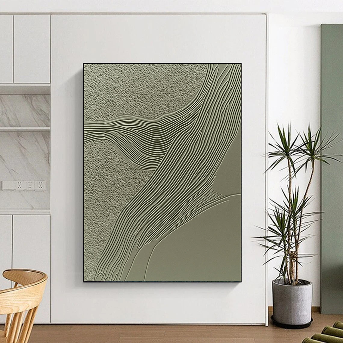 Textured Wavy Lines Abstract Painting with Tactile Rhythm WINK059