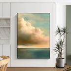 Soft Clouds Over Sea Abstract Painting for Coastal - Styled Homes GAB1074
