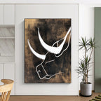 White Bull Silhouette Abstract Painting for Rustic - Chic Ranch Homes GAB1388