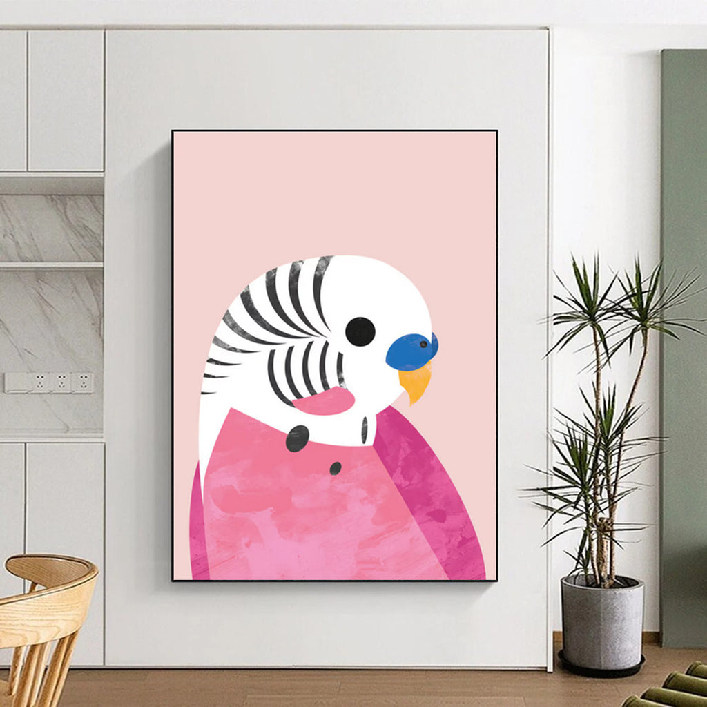 Playful Pink - Themed Parrot Art for Whimsical Spaces HENG227