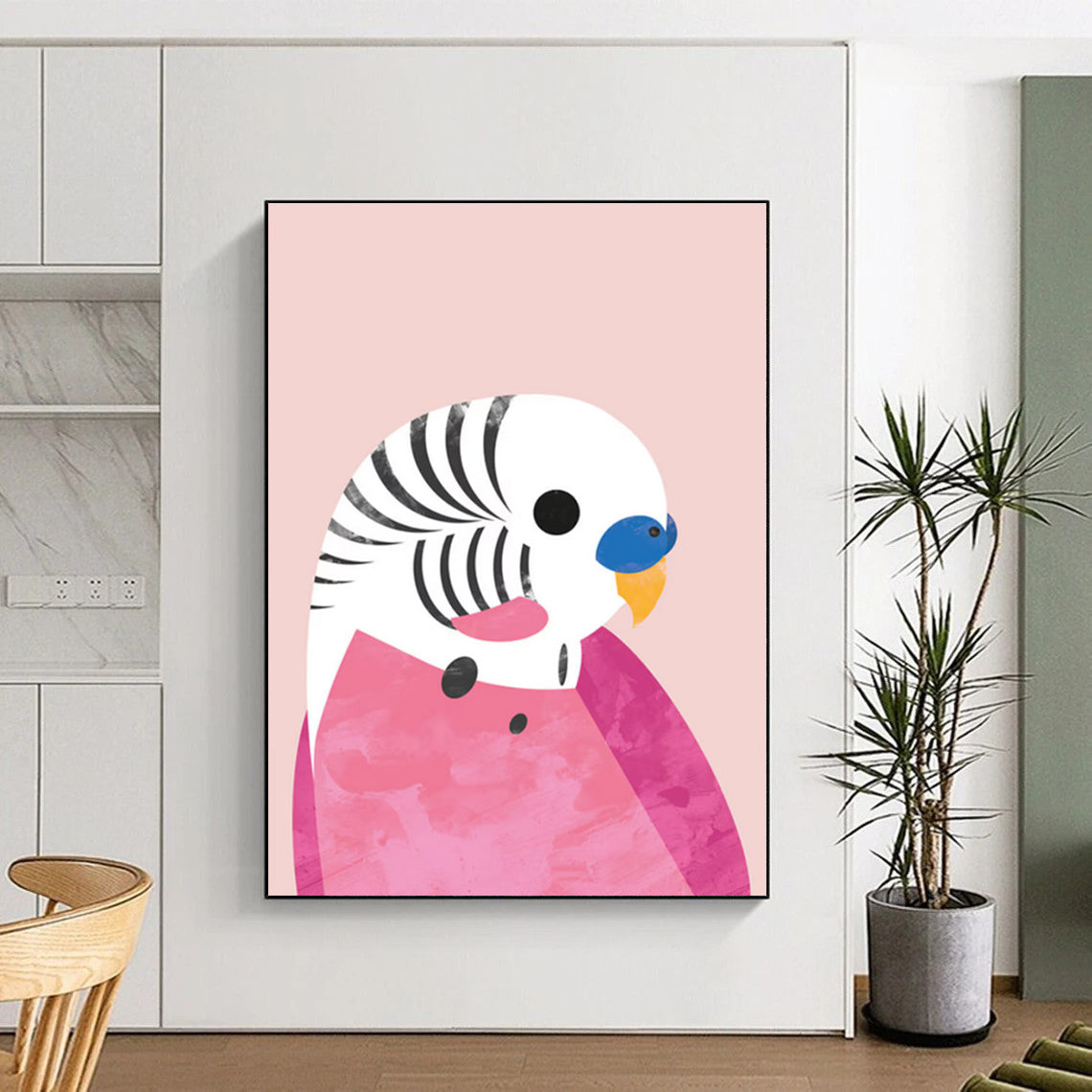 Playful Pink - Themed Parrot Art for Whimsical Spaces HENG227