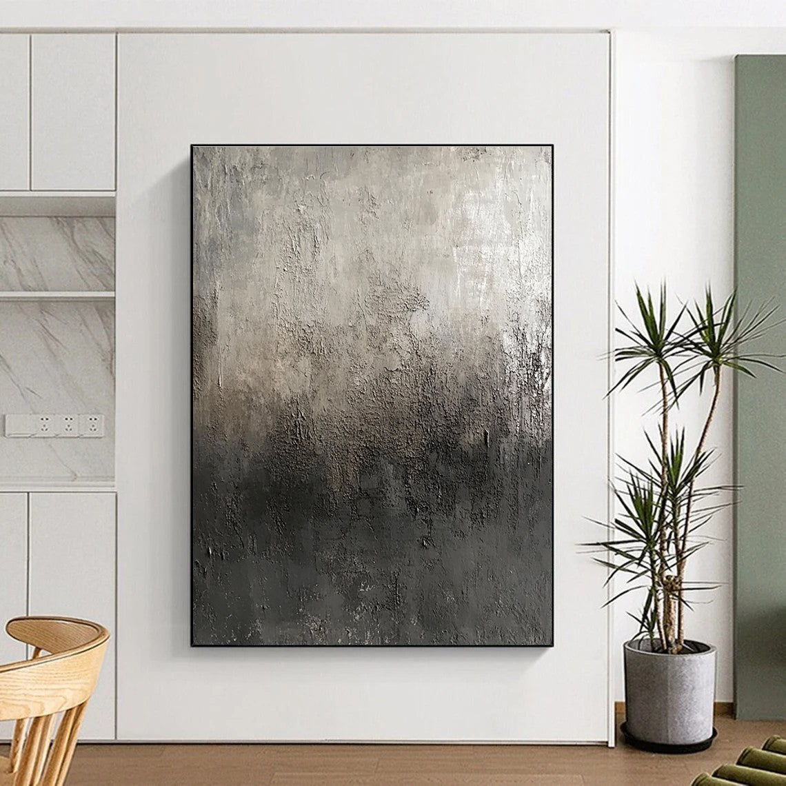 Textured Gray Gradient Abstract Painting for Industrial - Styled Lofts GAB1107