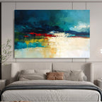 Vibrant Abstract Landscape Painting with Bold Color Blocks and Dripping Paint ABS247