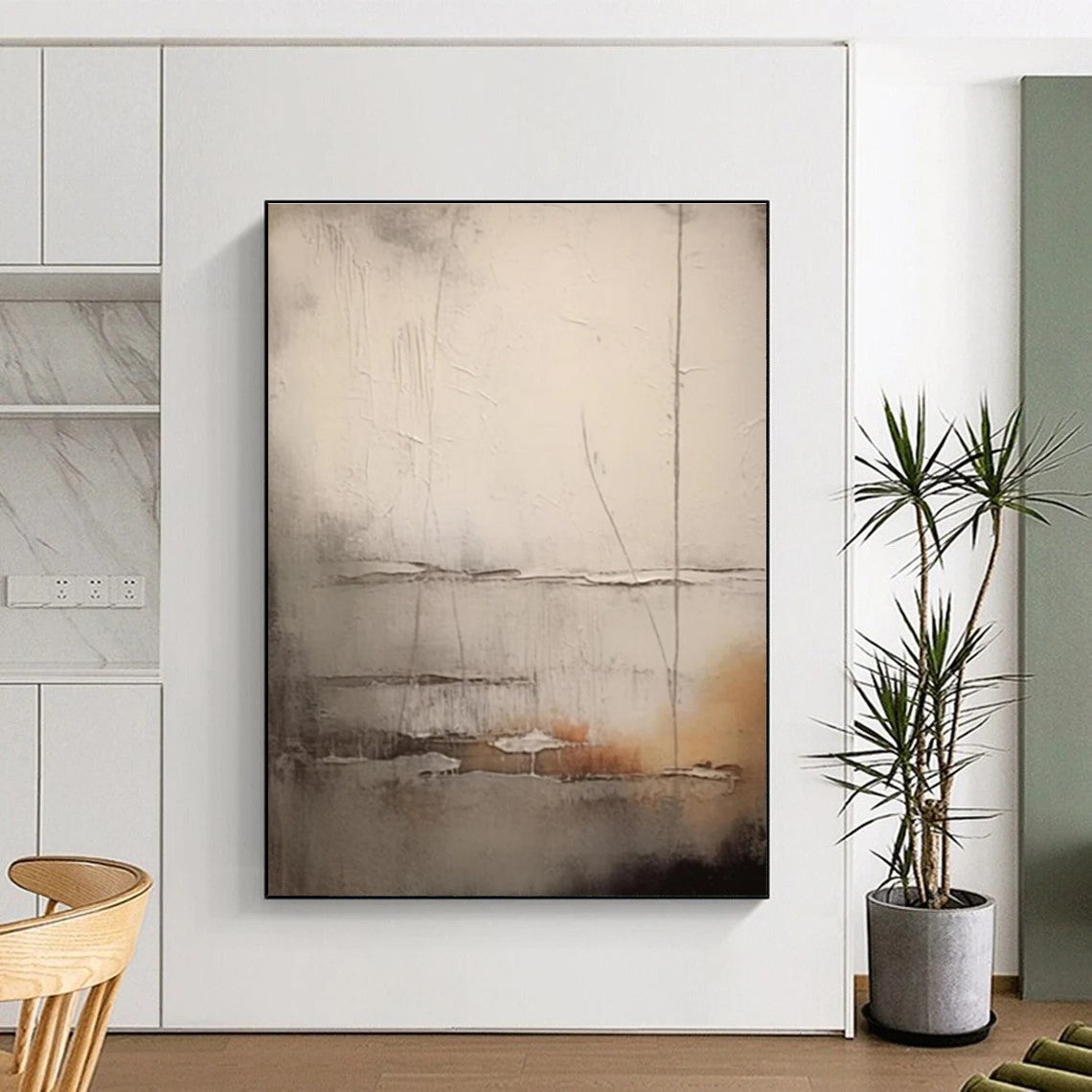 Subtle Gray Abstract Painting for Understated Living Spaces HENG442