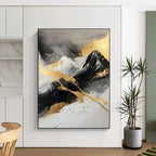 Gold - Accented Mountain Abstract Painting with Majestic Allure WINK320