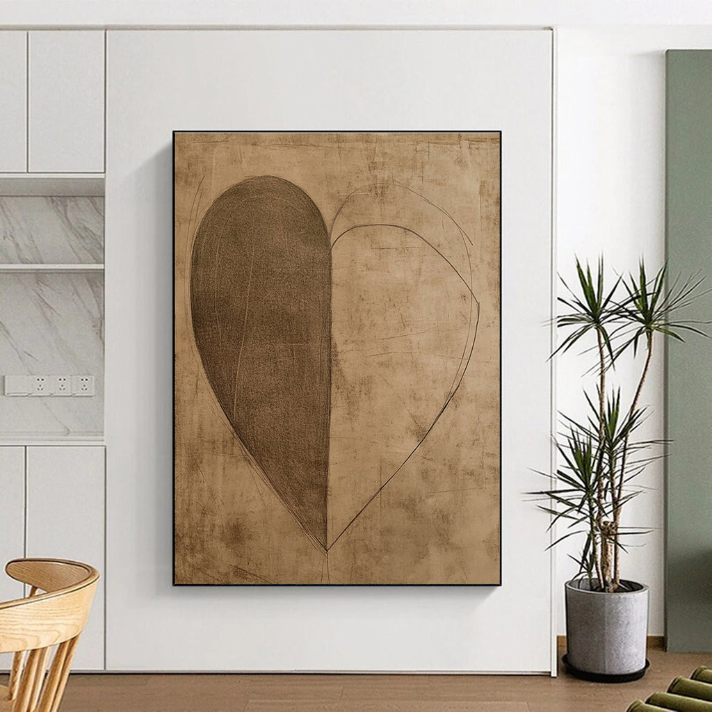Heart - Shaped Sketch Abstract Painting of Symbolic Simplicity GAB0118