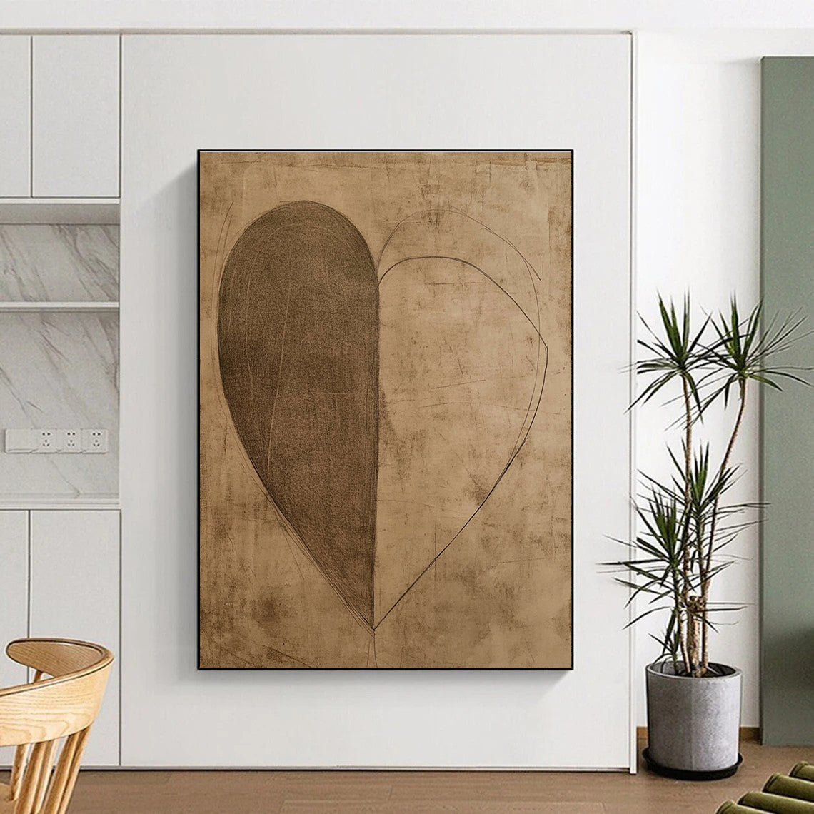 Heart - Shaped Sketch Abstract Painting of Symbolic Simplicity GAB0118