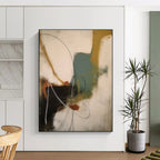 Colorful Abstract with Curved Lines Abstract Painting for Creative Workspaces HENG364