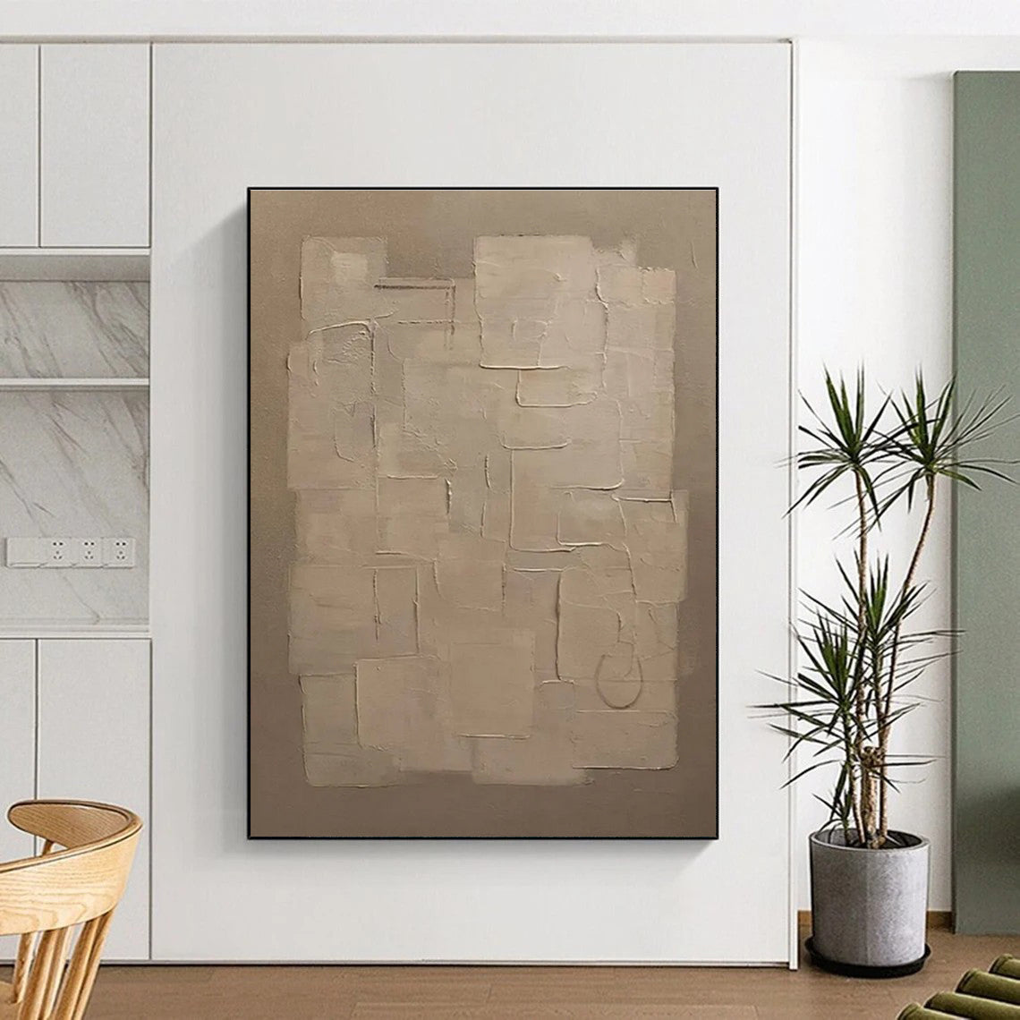Beige Textured Abstract Painting for Timeless Home Interiors HENG489