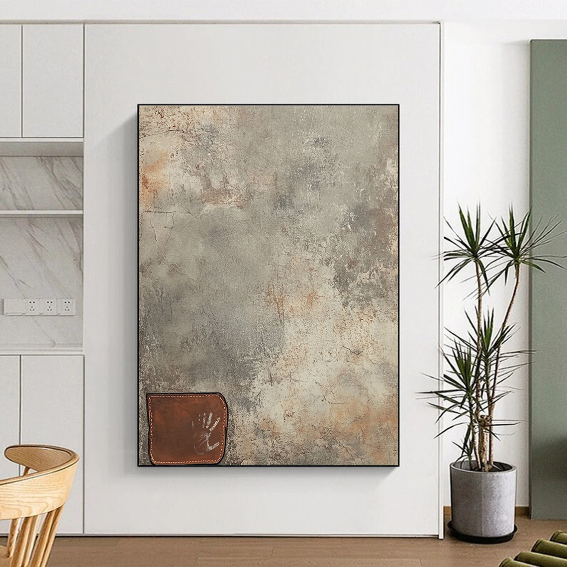 Textured Grey Background Industrial Abstract Painting for Edgy Spaces GAB1492