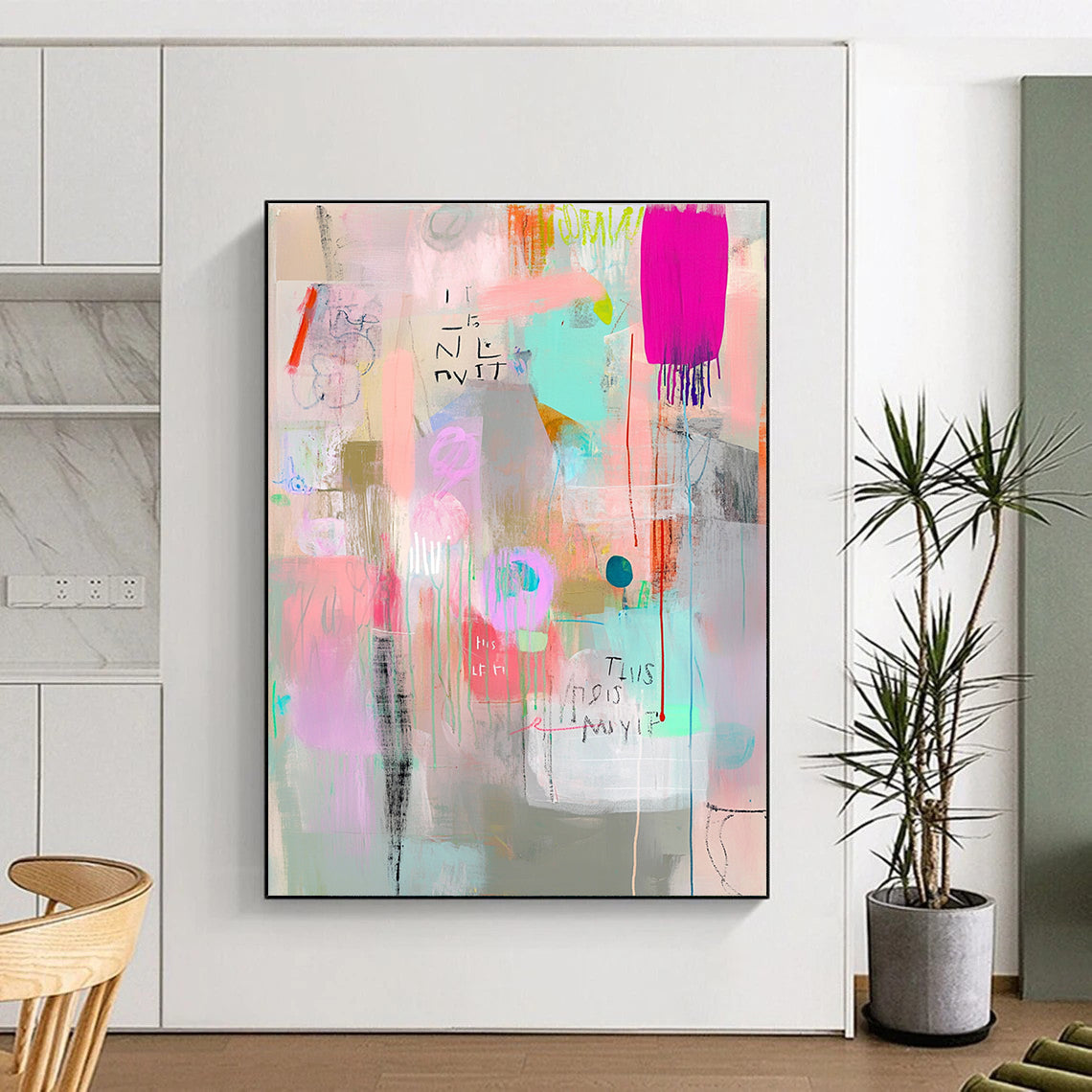 Pastel Abstract Layers Painting of Gentle Expressions GAB0158