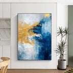 Blue and Gold Abstract Painting for Luxury Hotel Lobbies HENG062